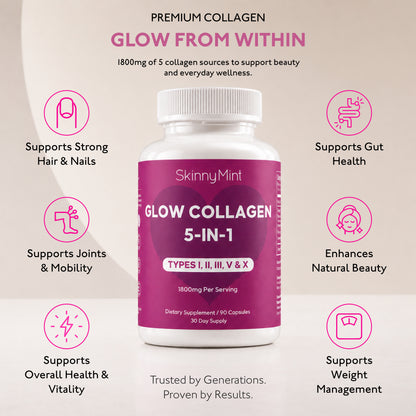 Glow Collagen 5-in-1 collagen supplement benefits for skin and joints SM-GLWCOL-90