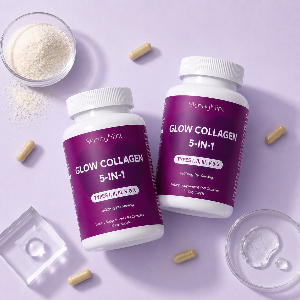 Glow Collagen 5-in-1 multi collagen supplement SM-GLWCOL-90