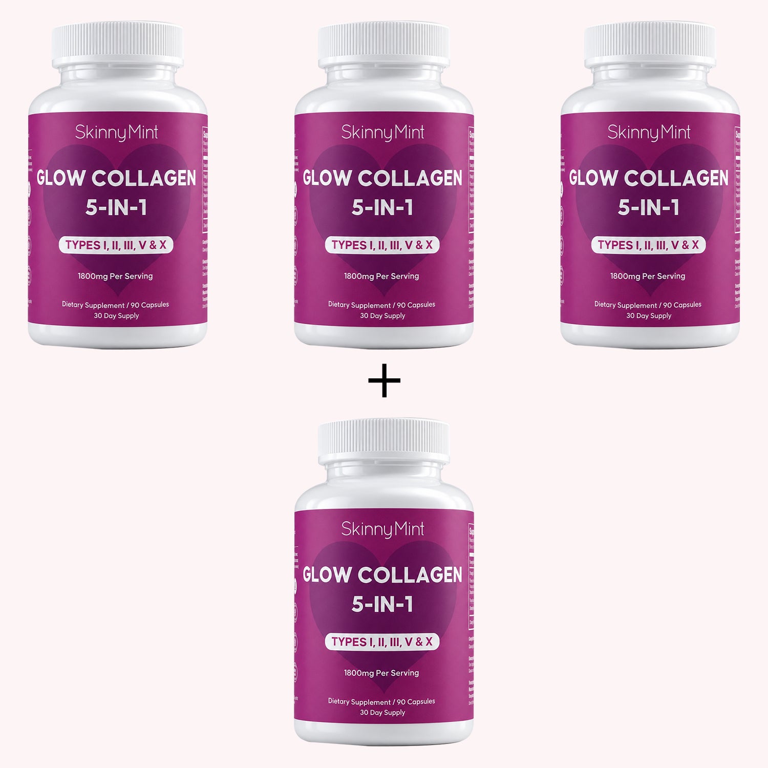 Glow Collagen 5-in-1 1800mg collagen types I II III V X SM-GLWCOL-90