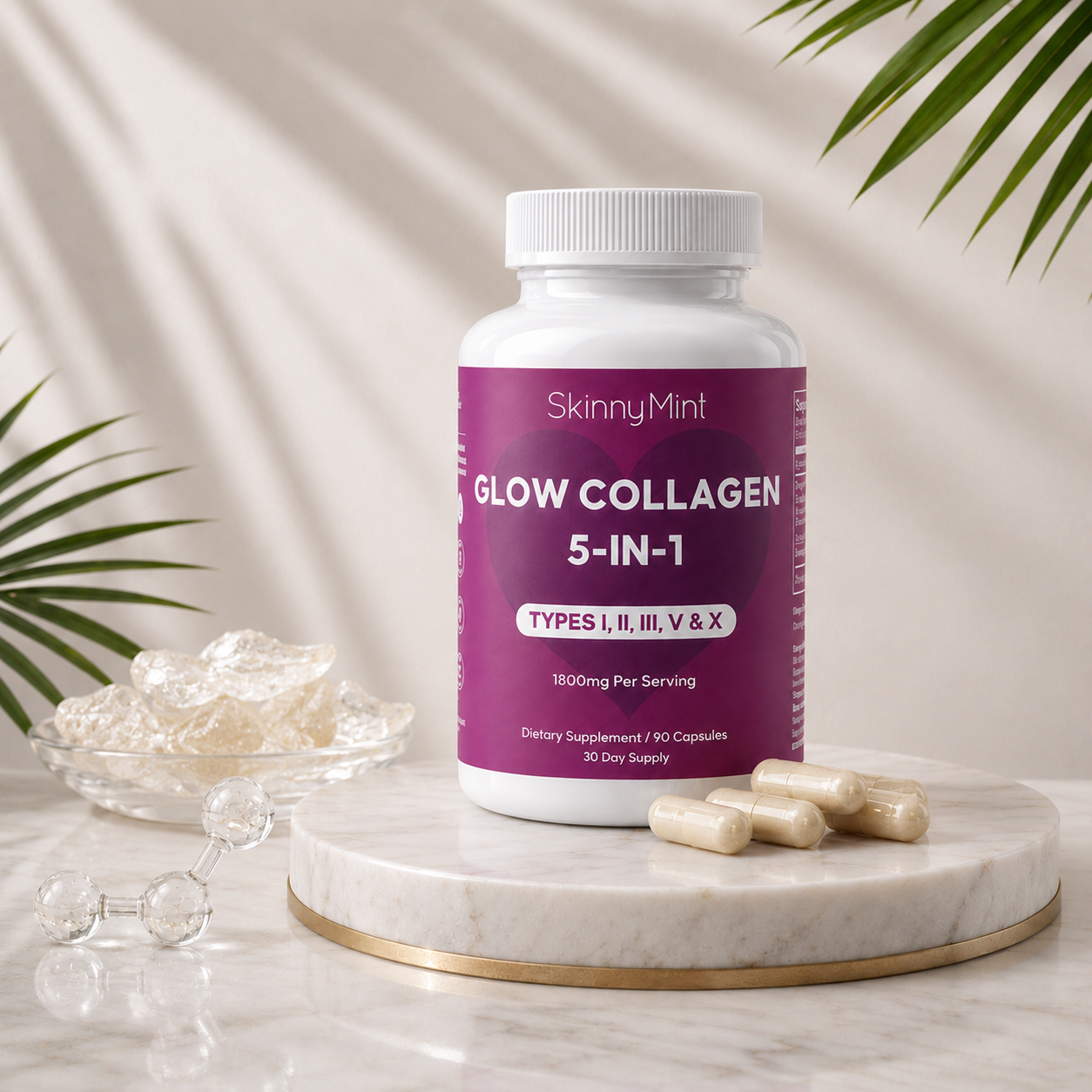 Glow Collagen 5-in-1 multi collagen supplement SM-GLWCOL-90