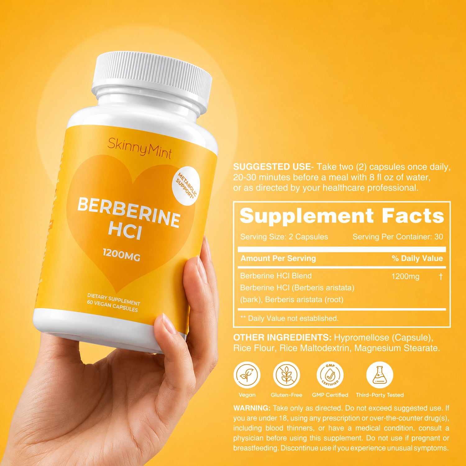 Berberine 1500mg - Φυσικό συμπλήρωμα αδυνατίσματος